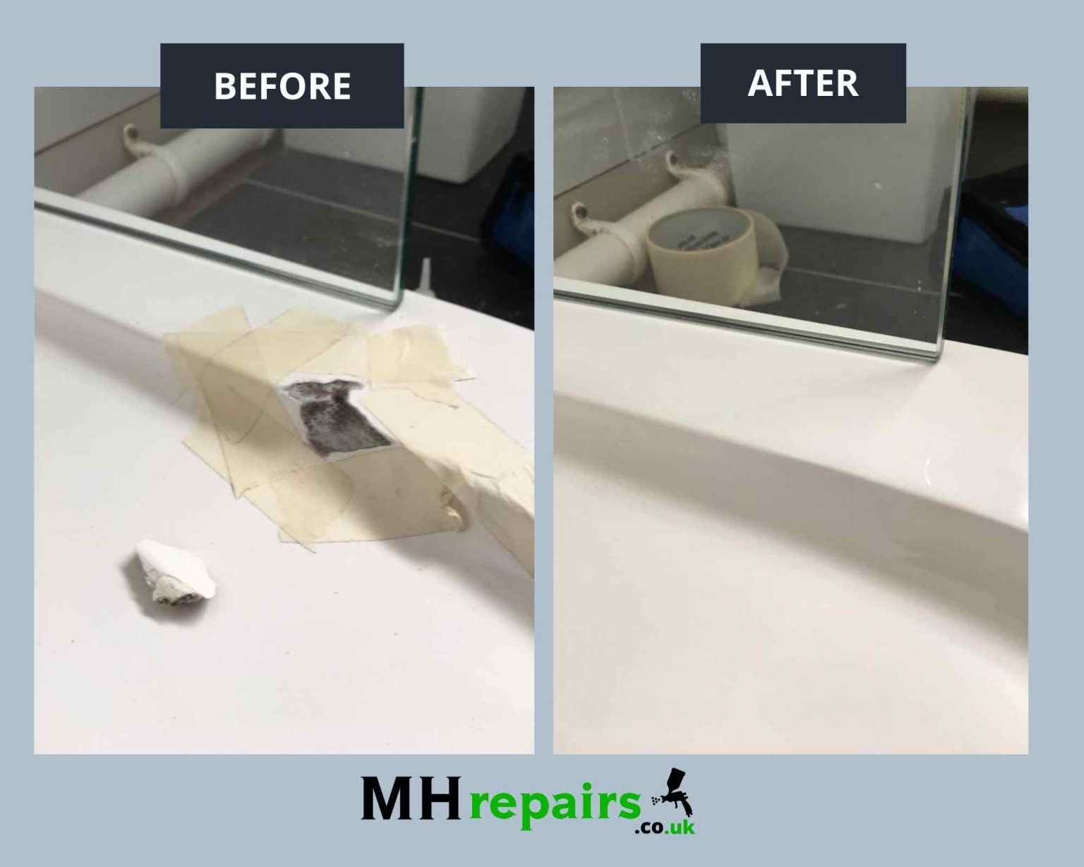 Shower tray repair before and after